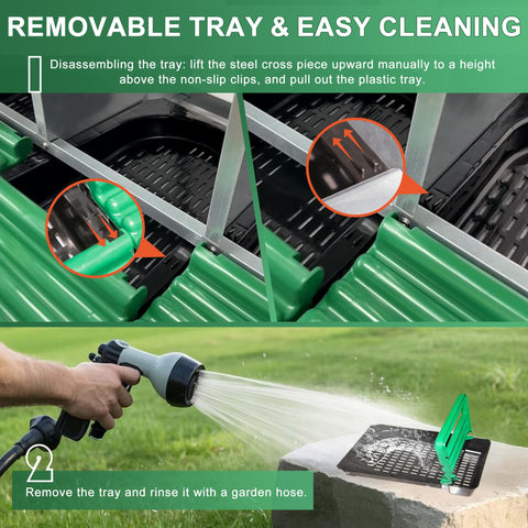 Eggluuz green finish nest blends with coop and is easy to wipe down.
