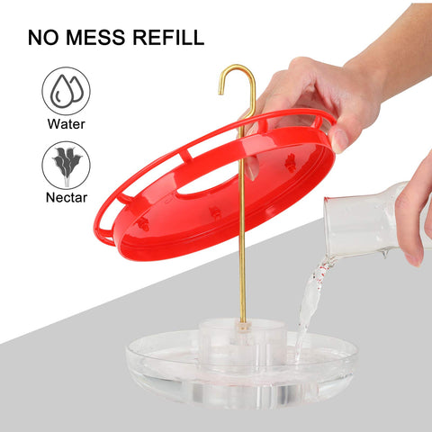 Eggs Sound feeder shows built-in moat deterring ants around nectar