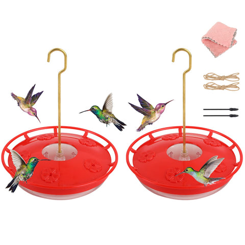 Eggs Sound hummingbird feeder duo pack shown in a yard, two clear bowls ready for nectar.