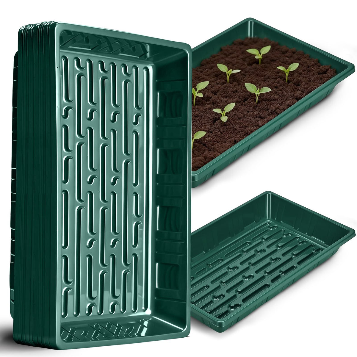 Eglotes 1017 seed starting trays stacked for space-saving organization