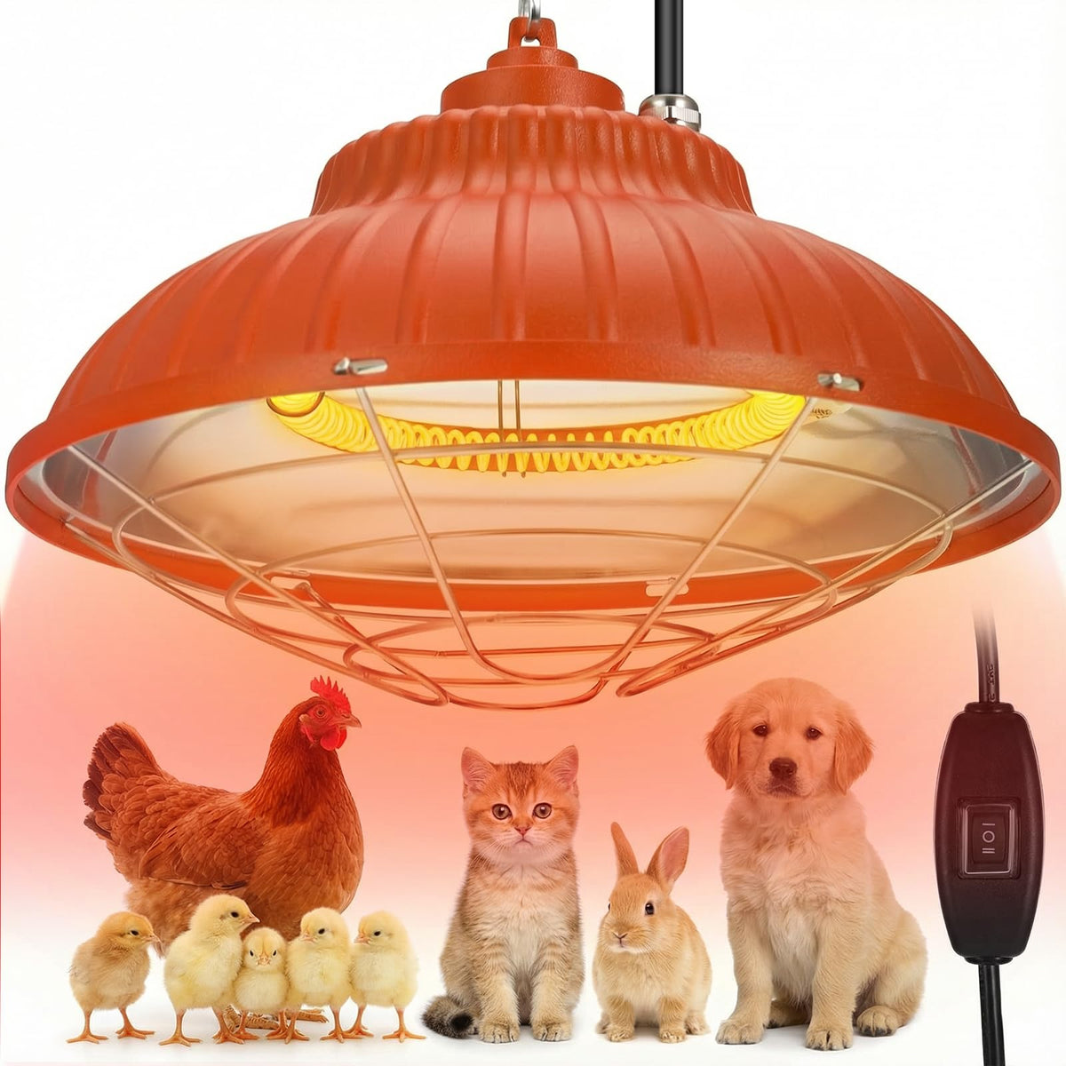 Eglotes 350W chicken coop heater front view shows durable build and even warmth.
