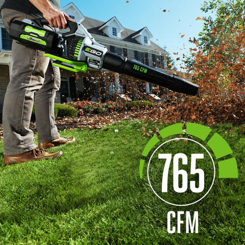 EGO Power+ Leaf Blower reaches 200 MPH air speed for tough debris removal.