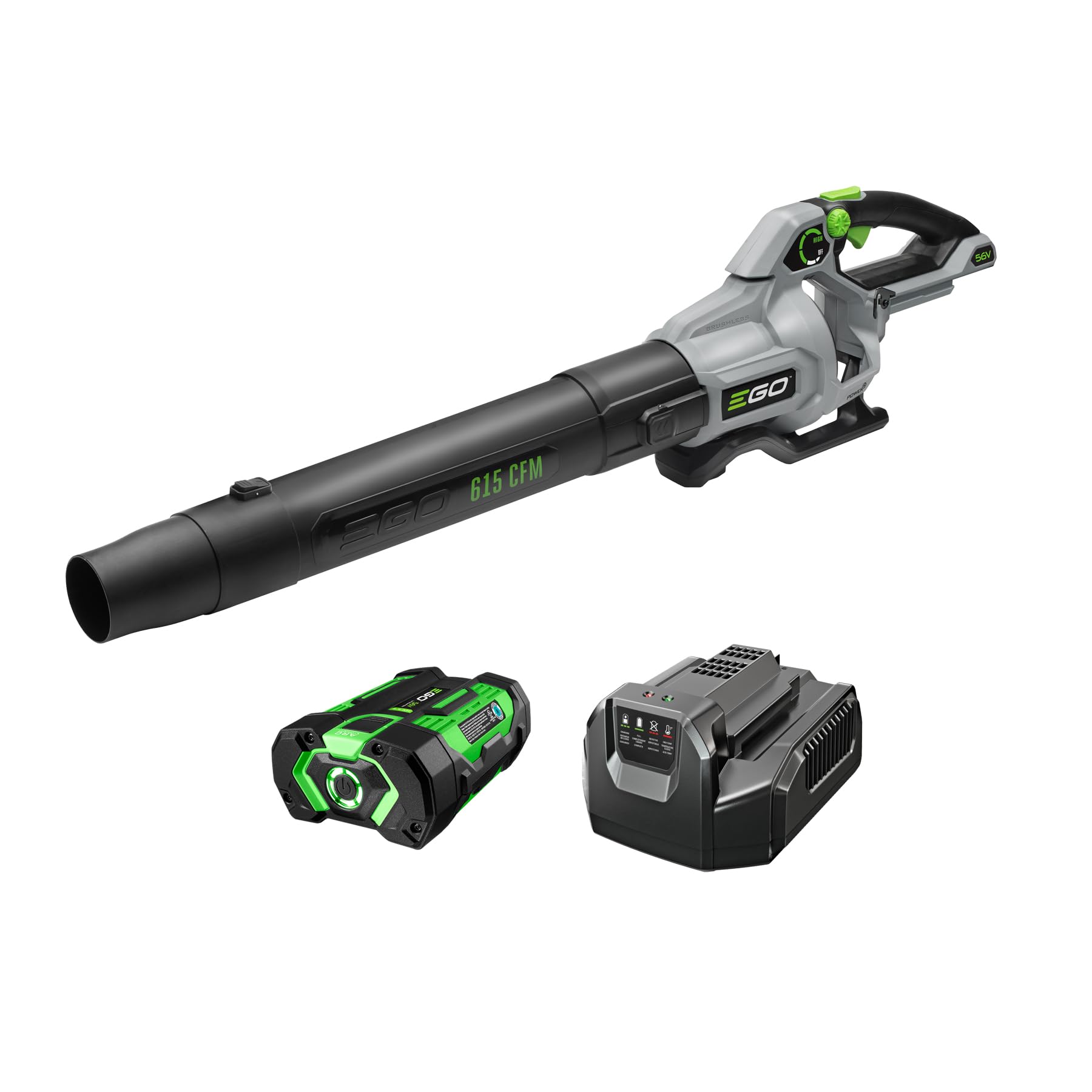 EGO Power+ LB6151 in turbo mode delivers up to 615 CFM for tough debris.