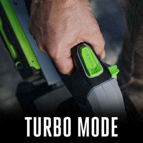 EGO Power+ Leaf Blower uses a high-efficiency brushless motor for smooth operation.