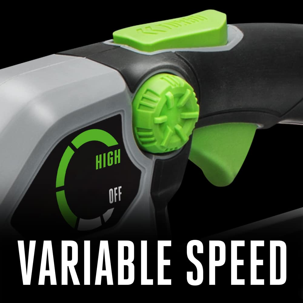 Tapered nozzle focuses airflow for tight spots.