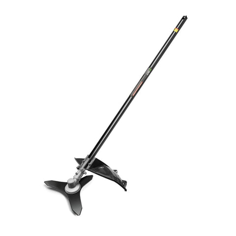 EGO Power+ 12-inch brush cutter attachment clears overgrown brush and dense vegetation.