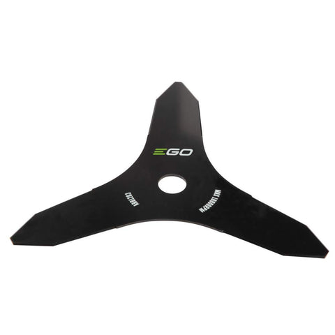 EGO Power+ 3-Tooth Metal Blade ready for heavy brush cutting on a commercial trimmer