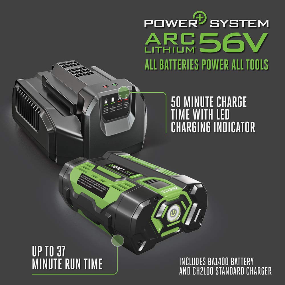 EGO Power+ 56V 2.5Ah battery provides extended runtime.