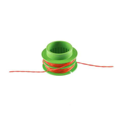 EGO Power+ prewound spool shows 17 ft line for immediate use.
