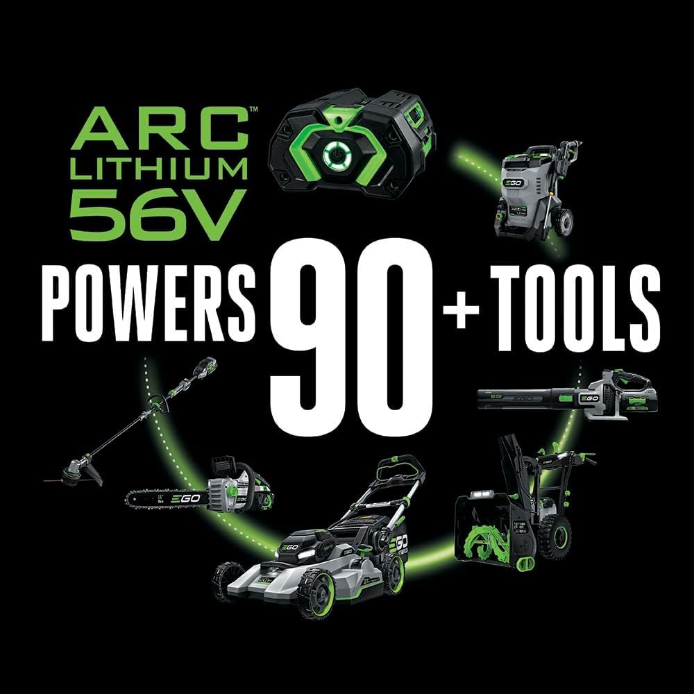 EGO Power+ 56V battery in use with tool for longer outdoor sessions.