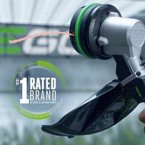 EGO Power+ 15-inch cutting swath for broad weed and grass clearance.