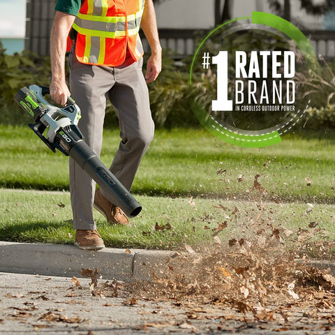 EGO Power+ leaf blower turbo mode demonstrates boosted airflow