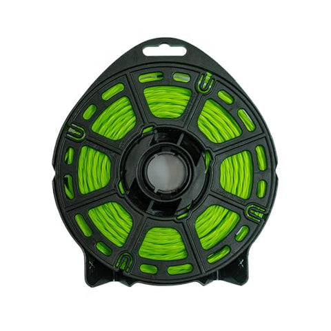 Close-up of EGO Power+ line spool showing durable 0.095‑inch line for tough trimming jobs.