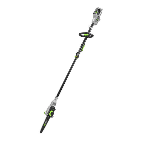 EGO Power+ pole saw with LED cut line indicator guides precise cuts in dim light