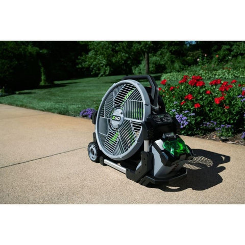 EGO Power+ travel-ready design with wheels for outdoor events.