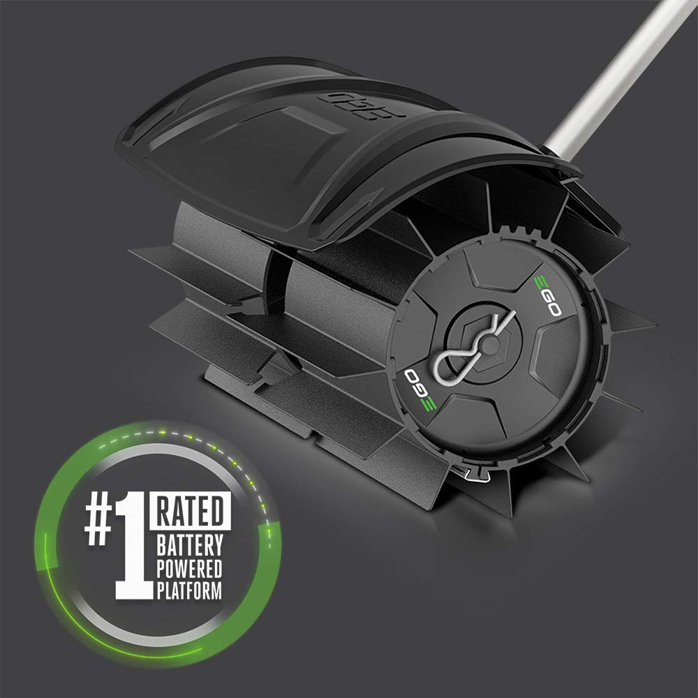 EGO Power+ Rubber Broom Attachment with detachable guard reduces debris buildup.