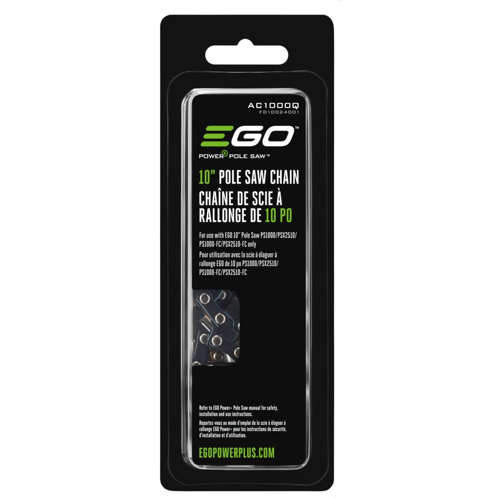 EGO Power+ 10-inch pole saw chain ready for efficient, low-kickback trimming.