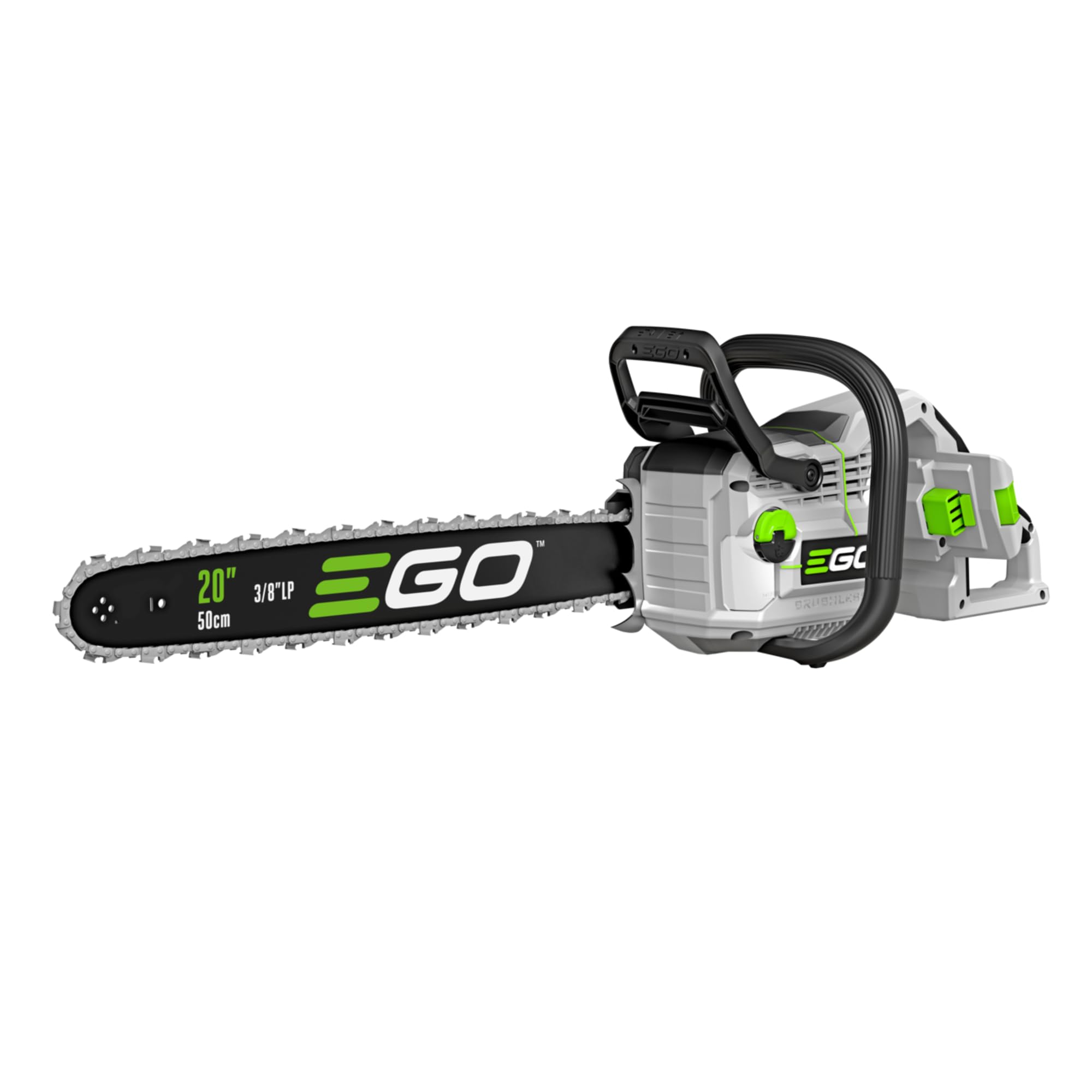 EGO Power+ CS2000 shown with 20-inch bar for heavy limb cutting tasks.