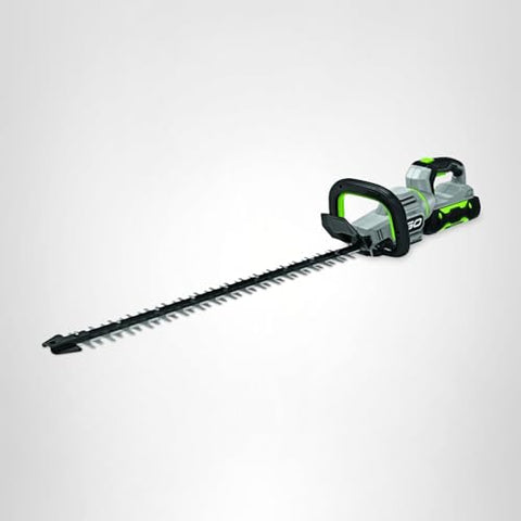 EGO Power+ hedge trimmer with IPX4 weather resistance for outdoor use.