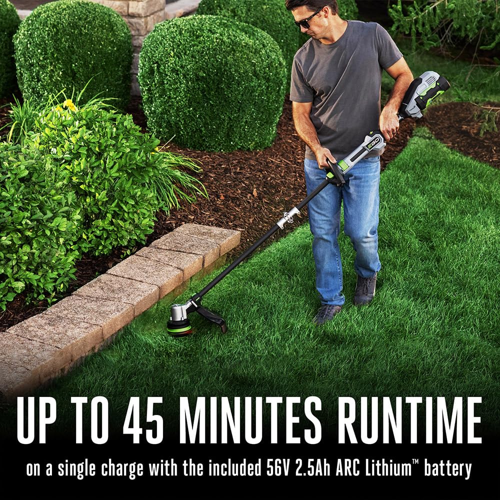 EGO Power+ quick-adjust auxiliary handle for precise control.