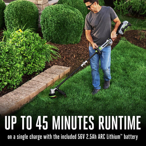 EGO Power+ quick-adjust auxiliary handle for precise control.