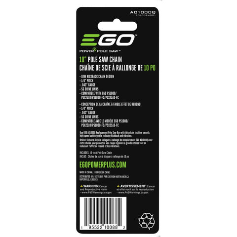 EGO Power+ replacement chain for PSX2510 with smooth, consistent cuts.