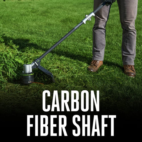 EGO POWER+ telescopic carbon fiber shaft adjusts height for comfort