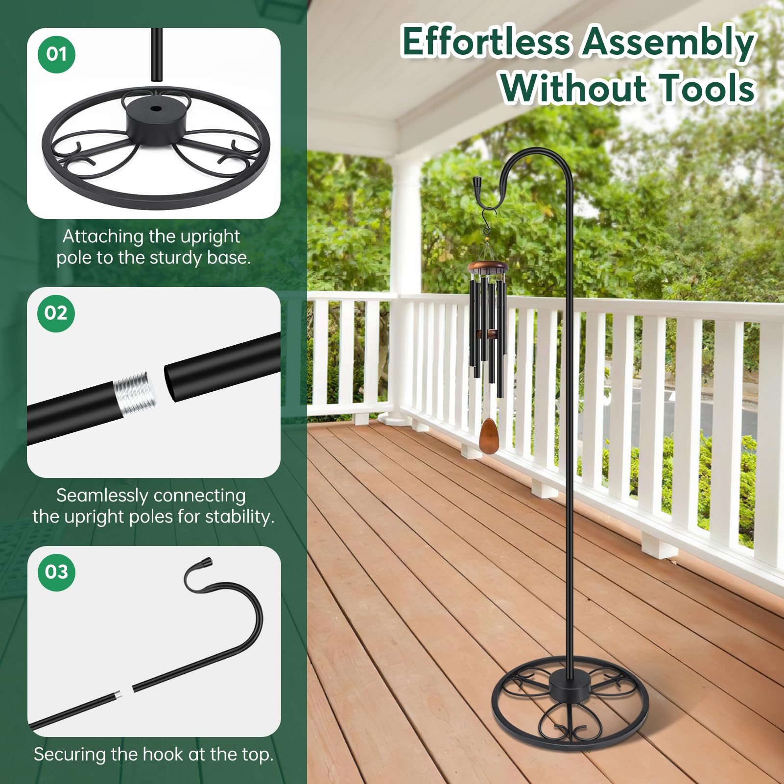 EGOMYRON adjustable-height shepherds hook enables quick height changes