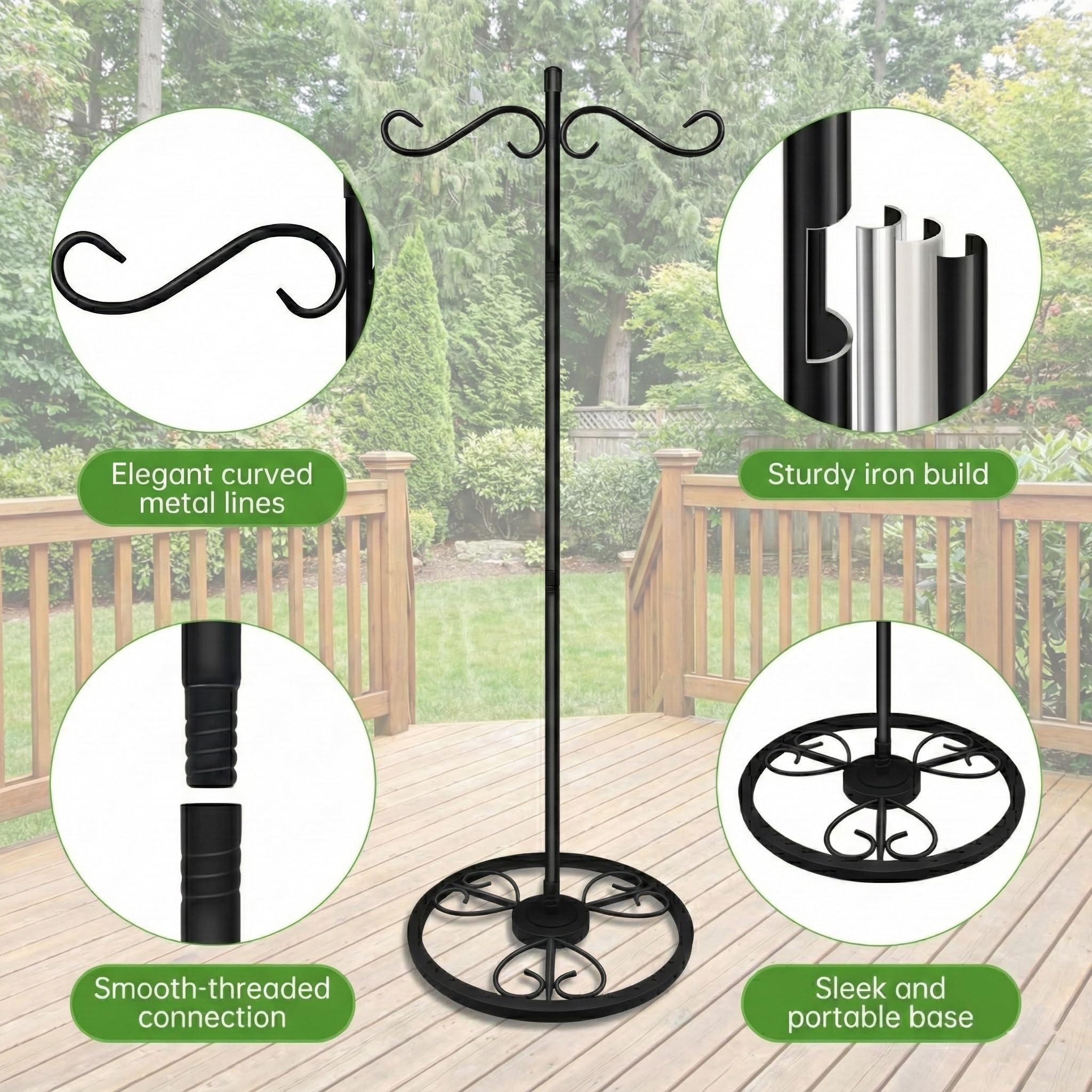 EGOMYRON adjustable-height stand lets you position wind chimes easily.