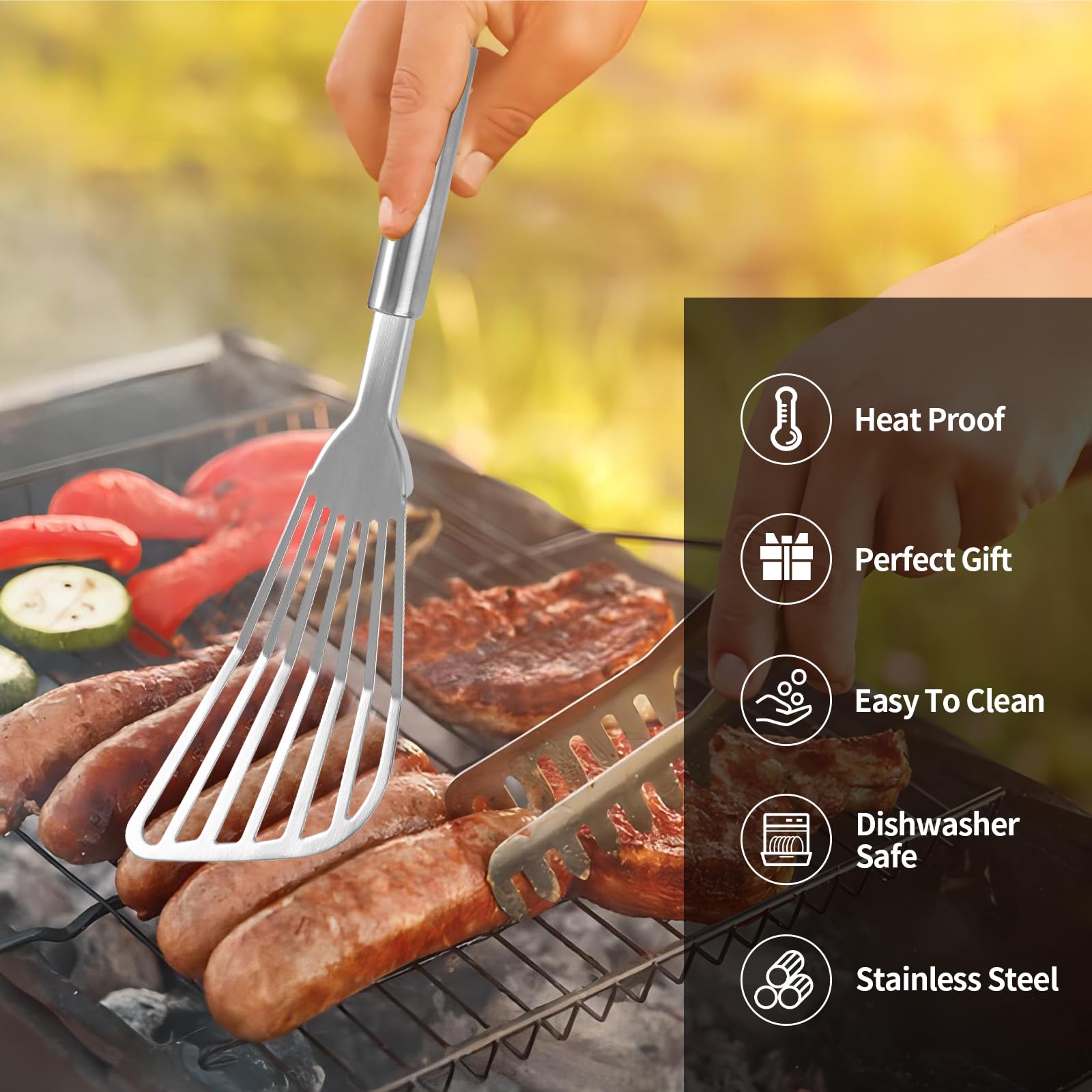 Egypamid long wide blade makes flipping fish and pancakes effortless.