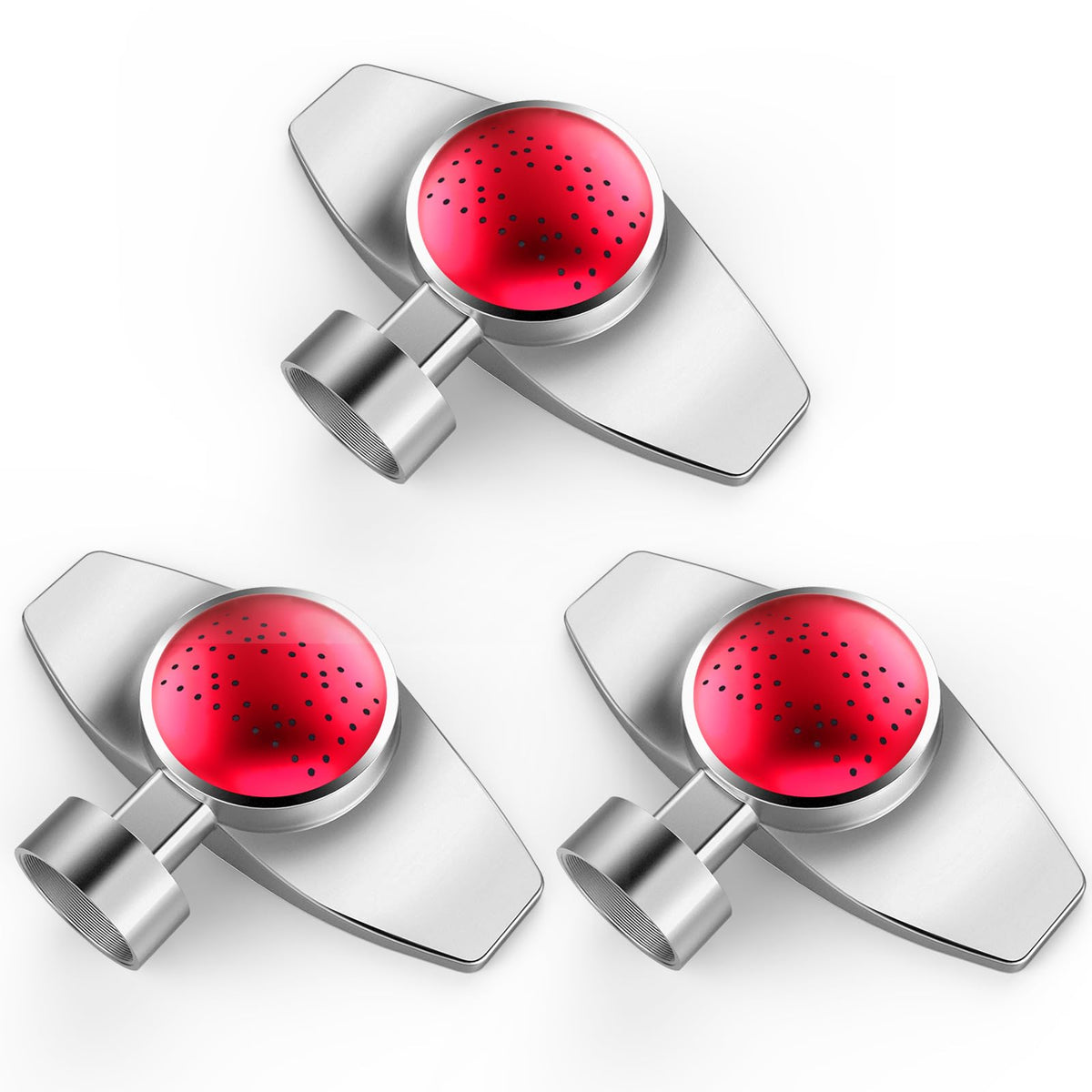 Ehaijia 3Pack sprinkler head 360 displays uniform coverage for lawns.