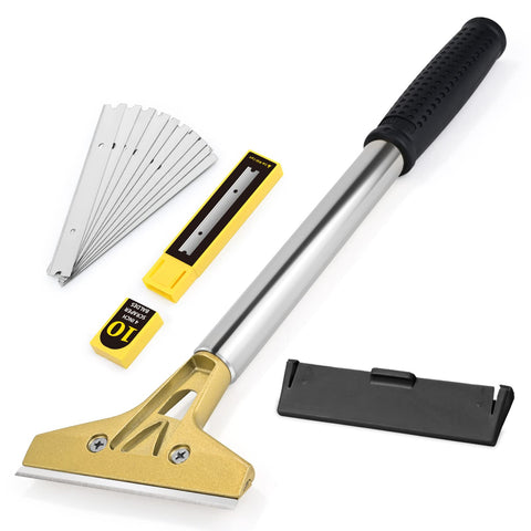 Ehdis flat top grill scraper with razor blade cleans stove surfaces safely and efficiently.