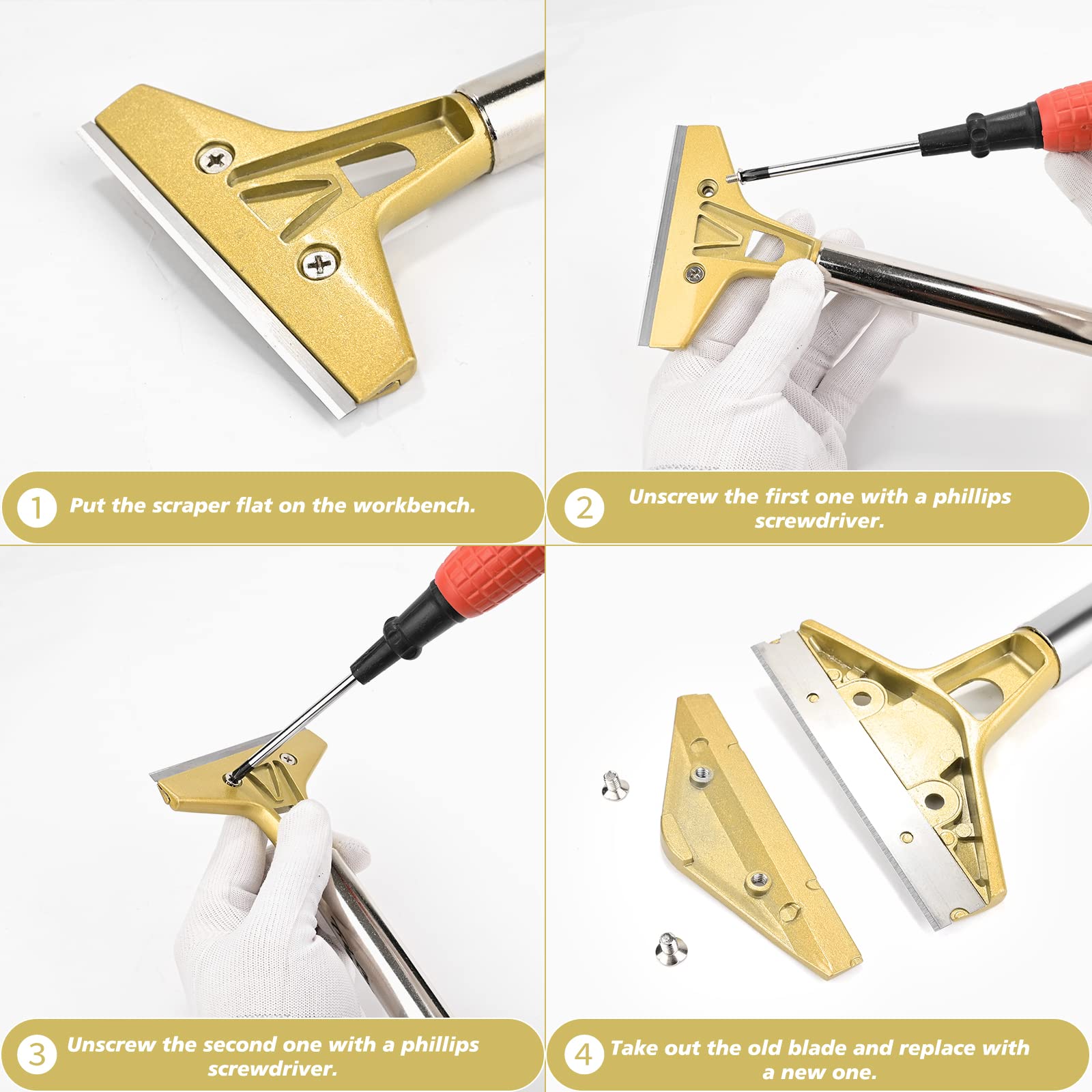 Ehdis griddle cleaner with stainless handle provides comfortable grip during heavy-duty cleaning.