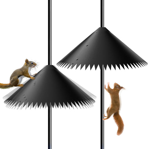 EHK 2-pack wide squirrel baffle on bird feeder pole protects feeders from raiders
