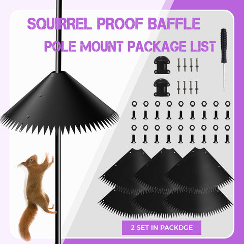 EHK rotatable squirrel baffle design deters climbing attempts