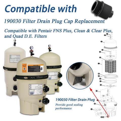 Eiahonen drain cap installed on a filter housing for clean drainage.