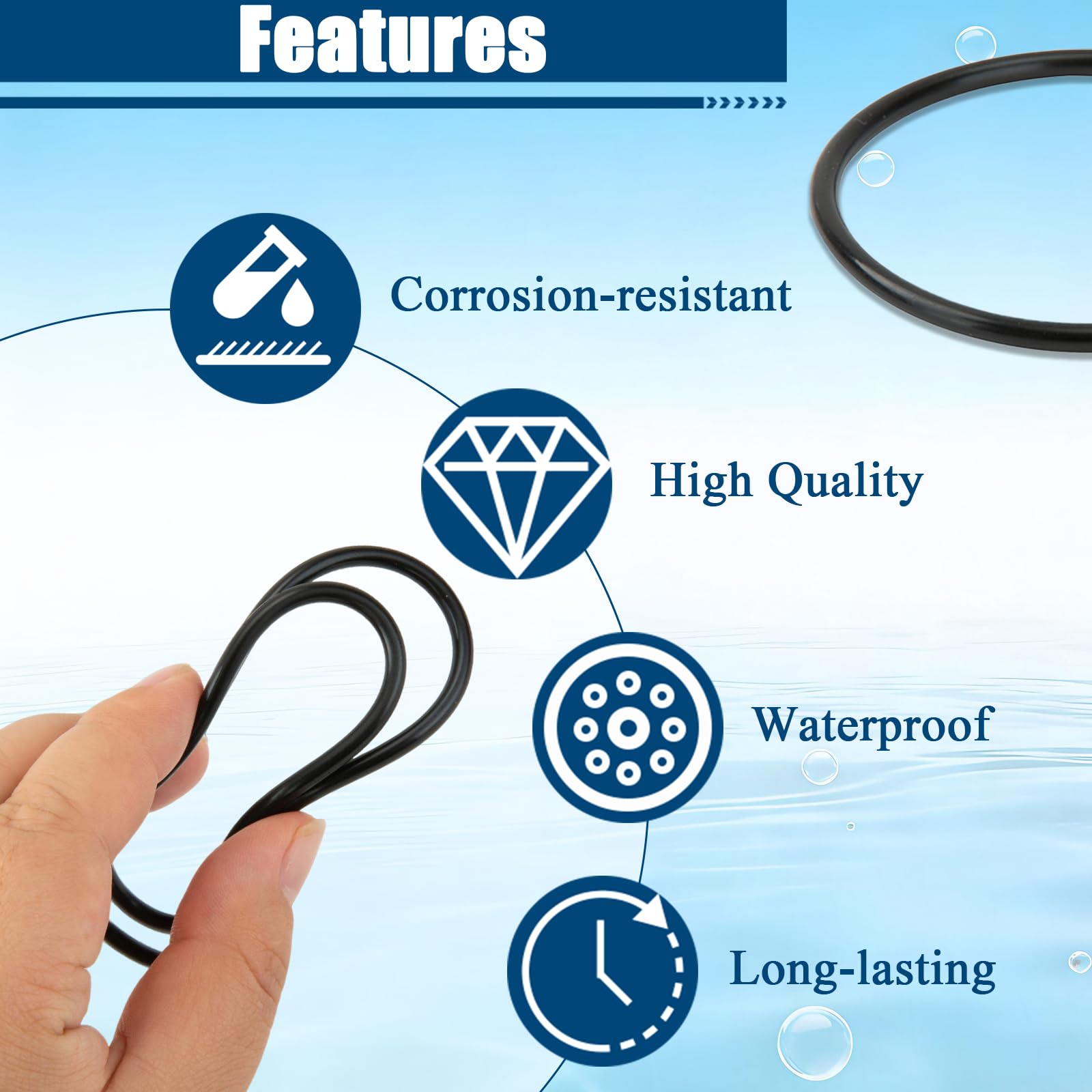 Eiahonen O-Ring resists saltwater and chlorine for durable pool performance.