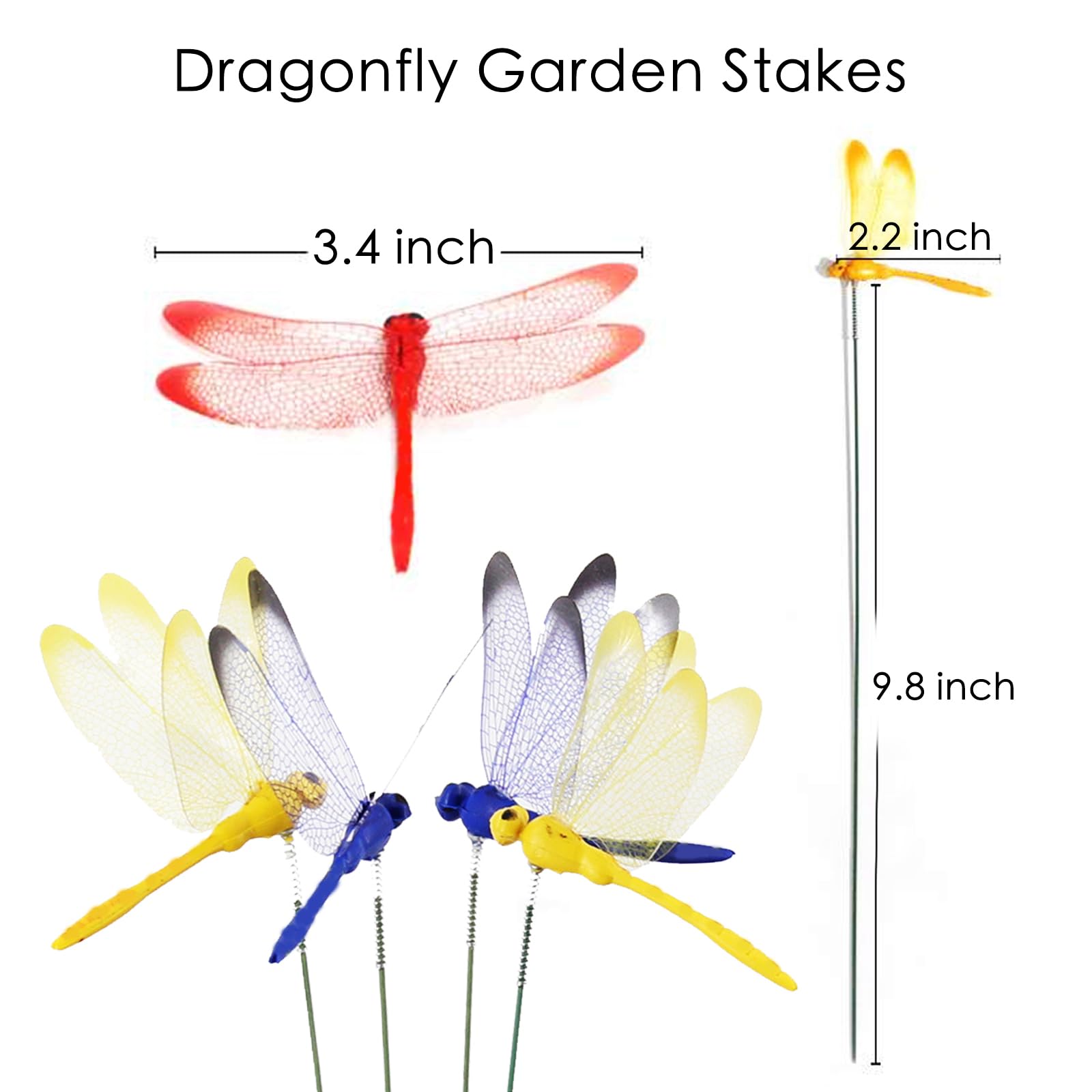 Eiarrnp decorative dragonflies brighten borders and flower pots.