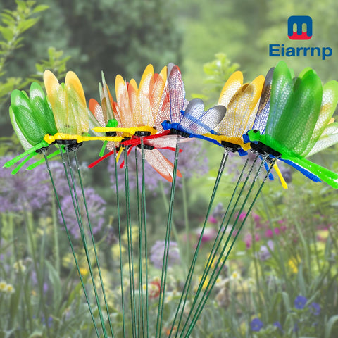 Eiarrnp 12-pack dragonfly stakes create multi-position garden focal points.