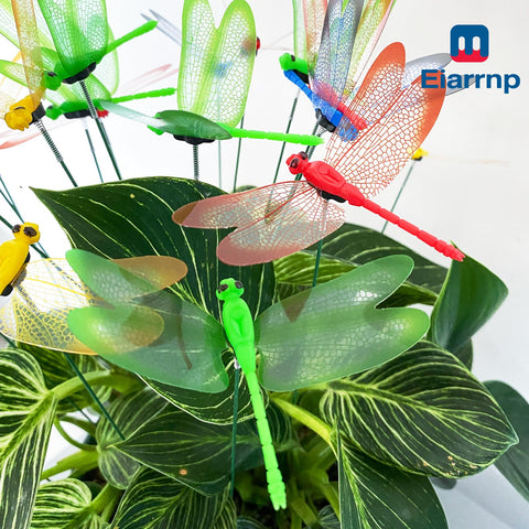 Eiarrnp yard stake decor withstands weather with waterproof PVC wings.