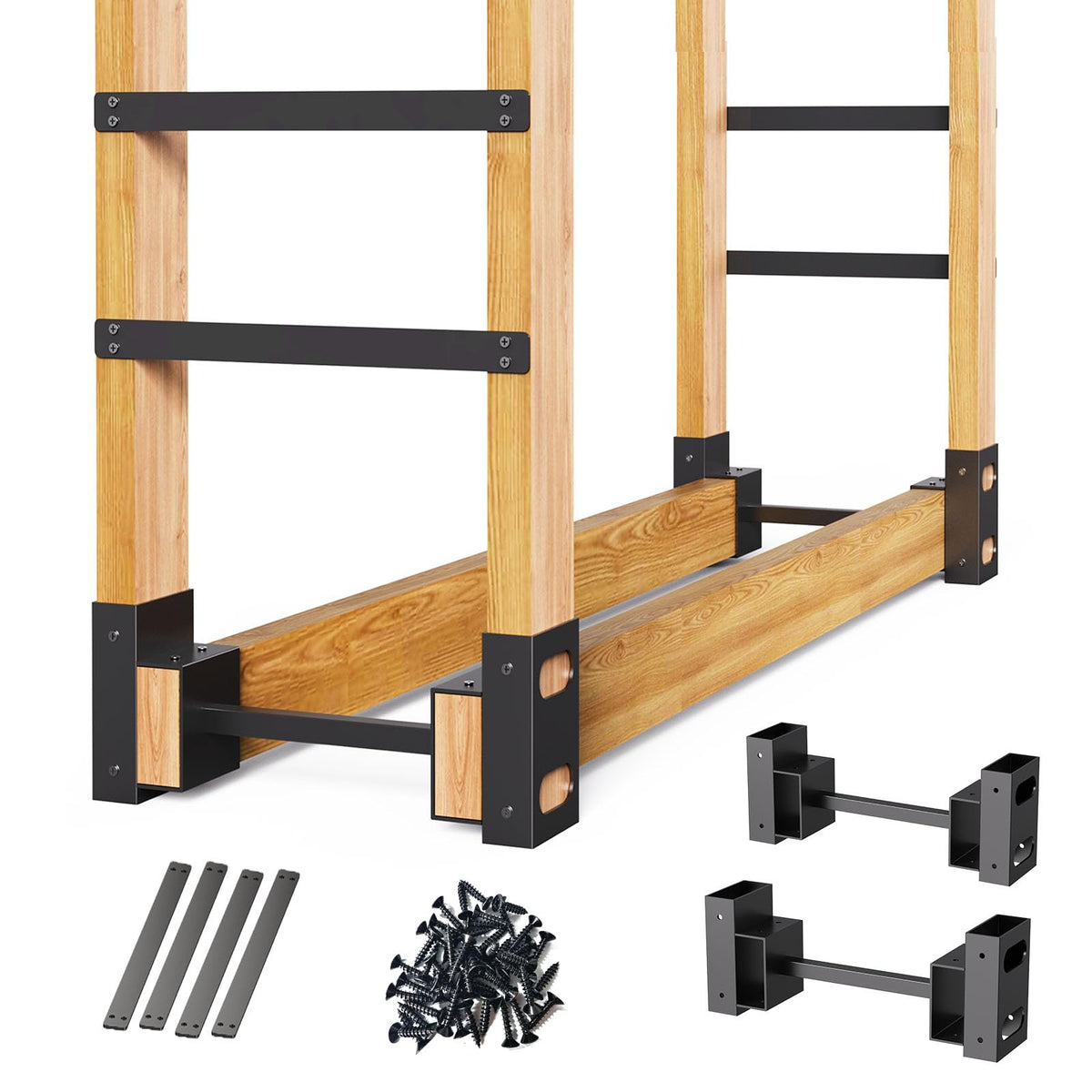Eibikdi firewood rack outdoor assembly demonstrates sturdy structure for organized wood storage.