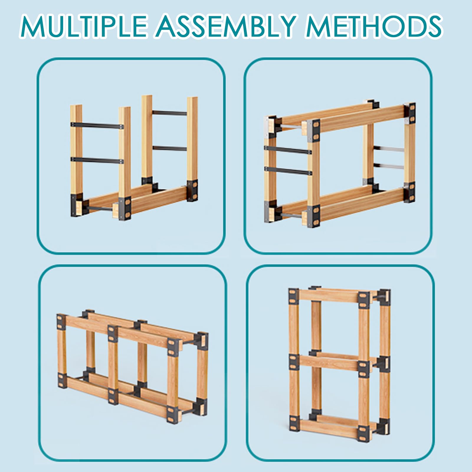 Eibikdi multi-assembly brackets enable flexible setups for fireplaces, sheds, and corridors.