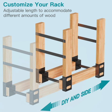 Eibikdi wood storage brackets black illustrates durable, rust-resistant design.