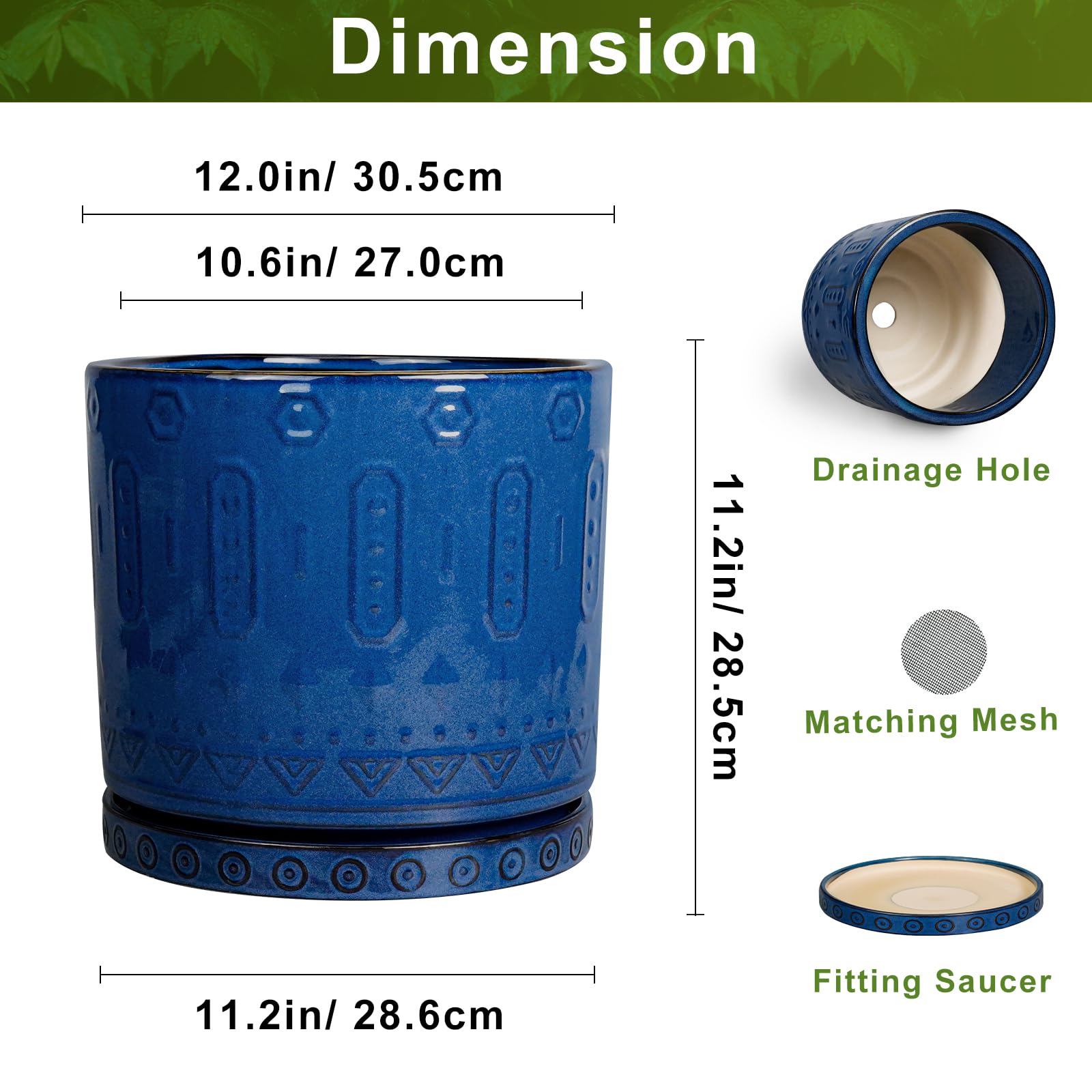 Eightpot round blue planter ideal for porch or balcony decor and easy watering.