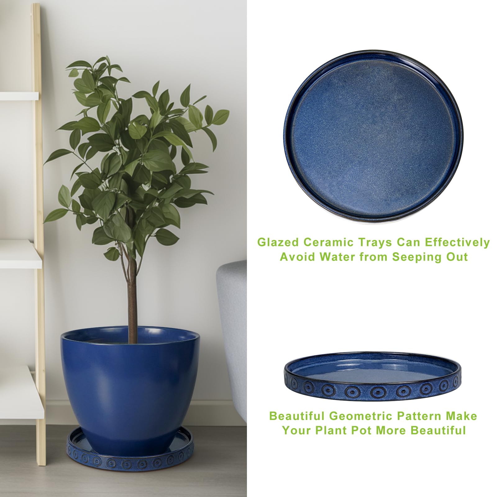 Eightpot blue plant saucer suitable for indoor and outdoor use.