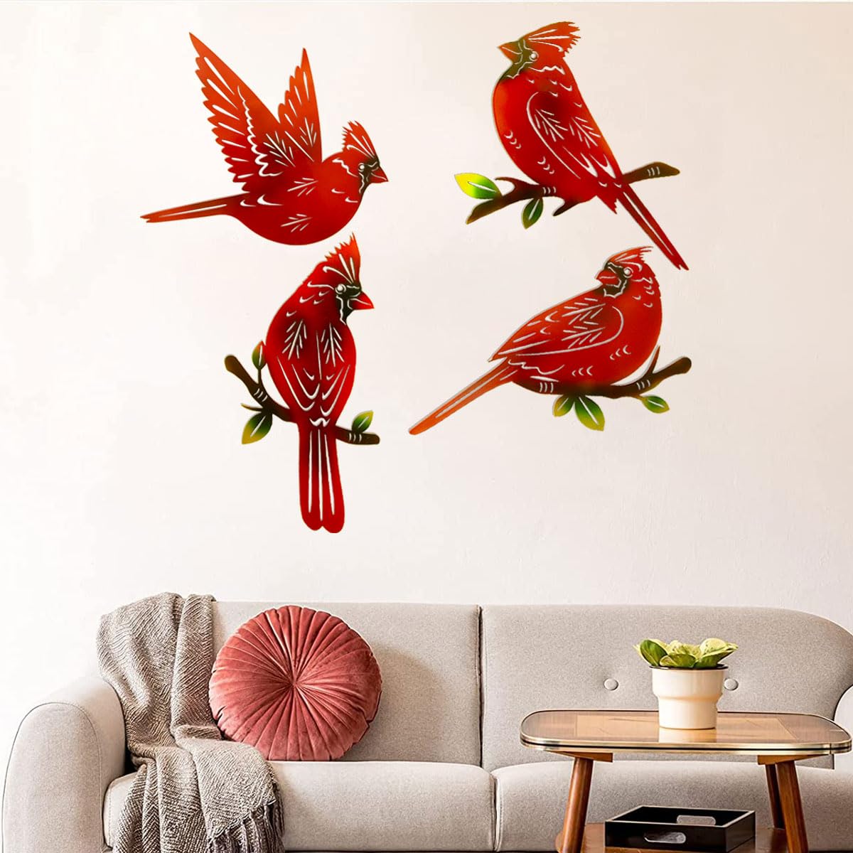 EiGreen cardinal wall art easy-hanging hooks simplify installation.