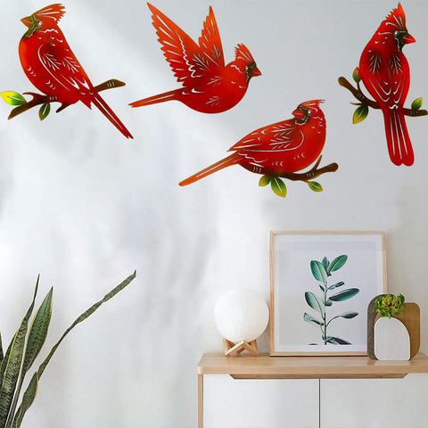 EiGreen cardinal wall art outdoor-use durable iron with rust-resistant coating.