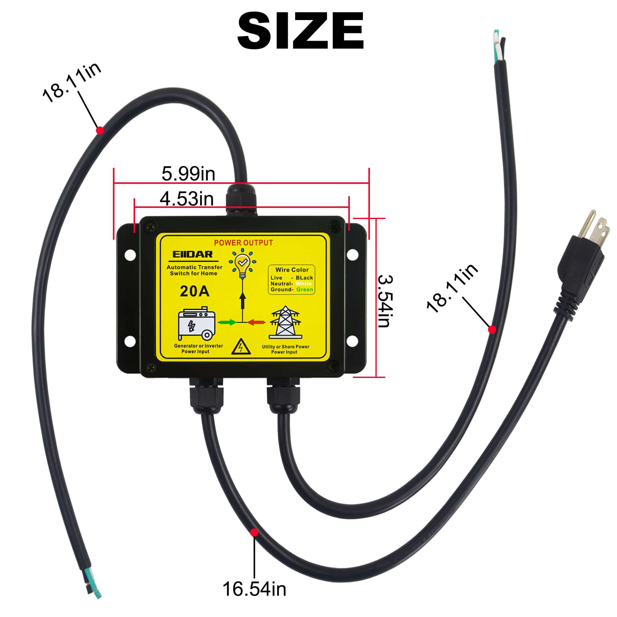 EIIDAR ATS AC120V 20A installation diagram shows straightforward wiring and safe setup.