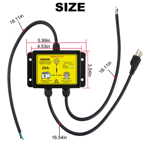 EIIDAR ATS AC120V 20A installation diagram shows straightforward wiring and safe setup.