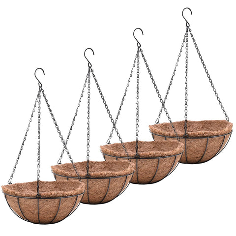 EIMQUVW 10-inch metal hanging planter set for stylish outdoor display on patios.
